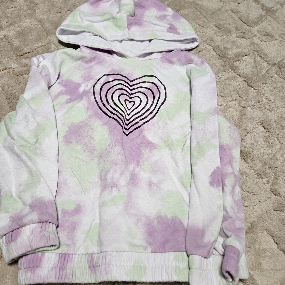 Tie-Dye Hoodie with Heart Design
